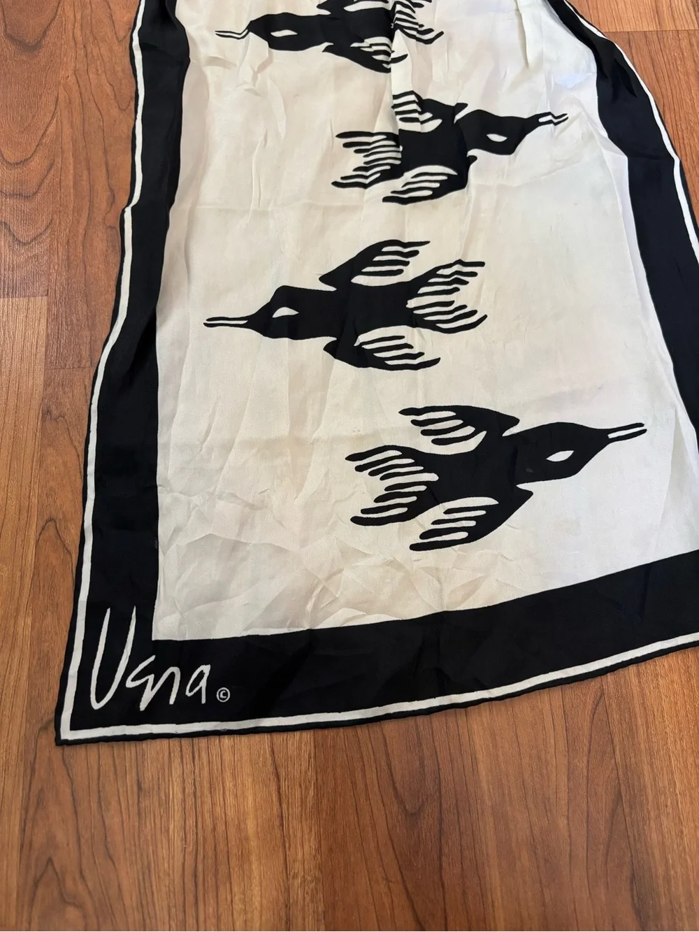 Vera Neumann Vintage Fashion Scarf with Minimalist Flying Birds Print